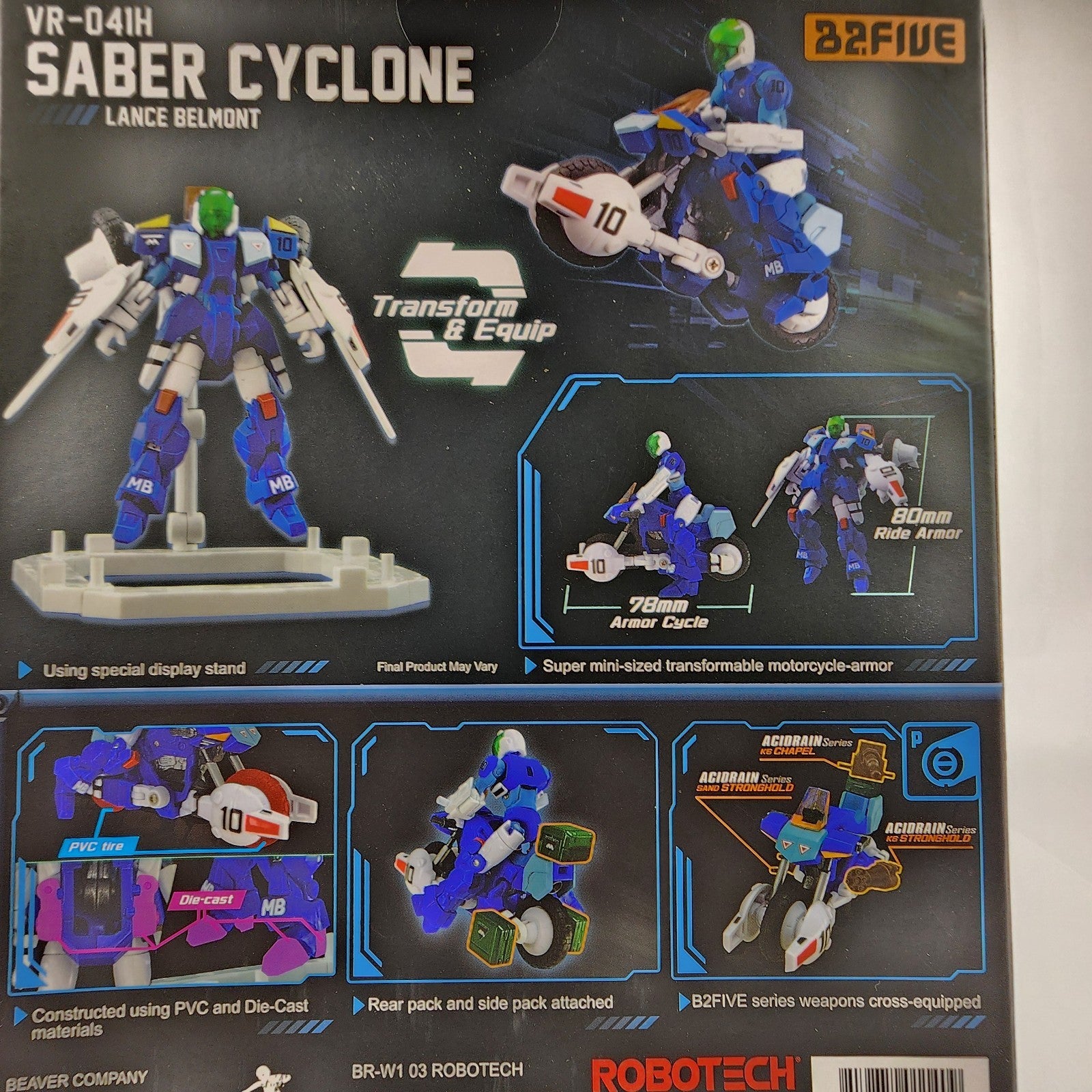 B2Five Robotech VR-041H Saber Cyclone Lance Belmont 1/28 Scale Figure New Sealed
