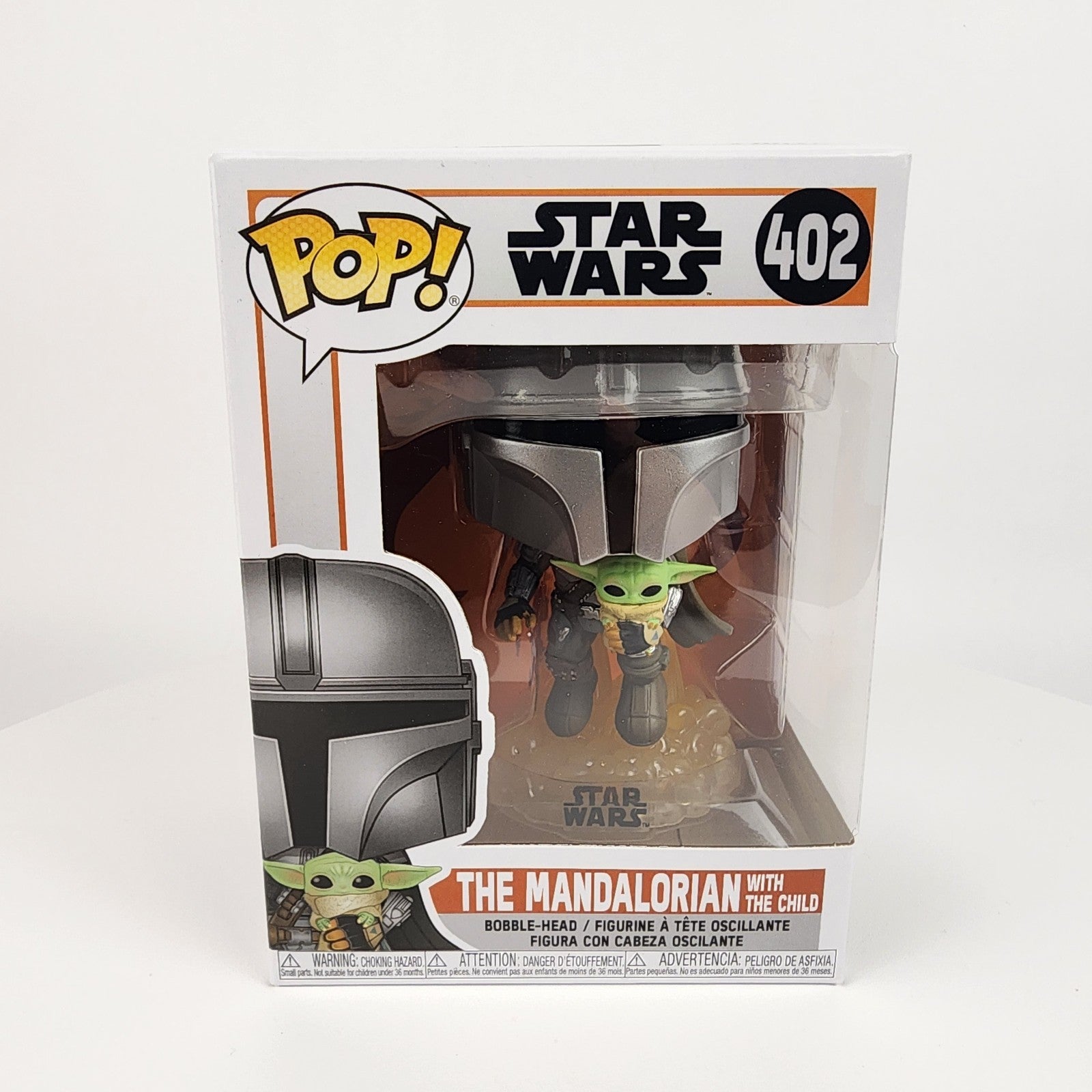 Funko Pop! Star Wars #402 Mandalorian Flying w/ The Child (Grogu) New