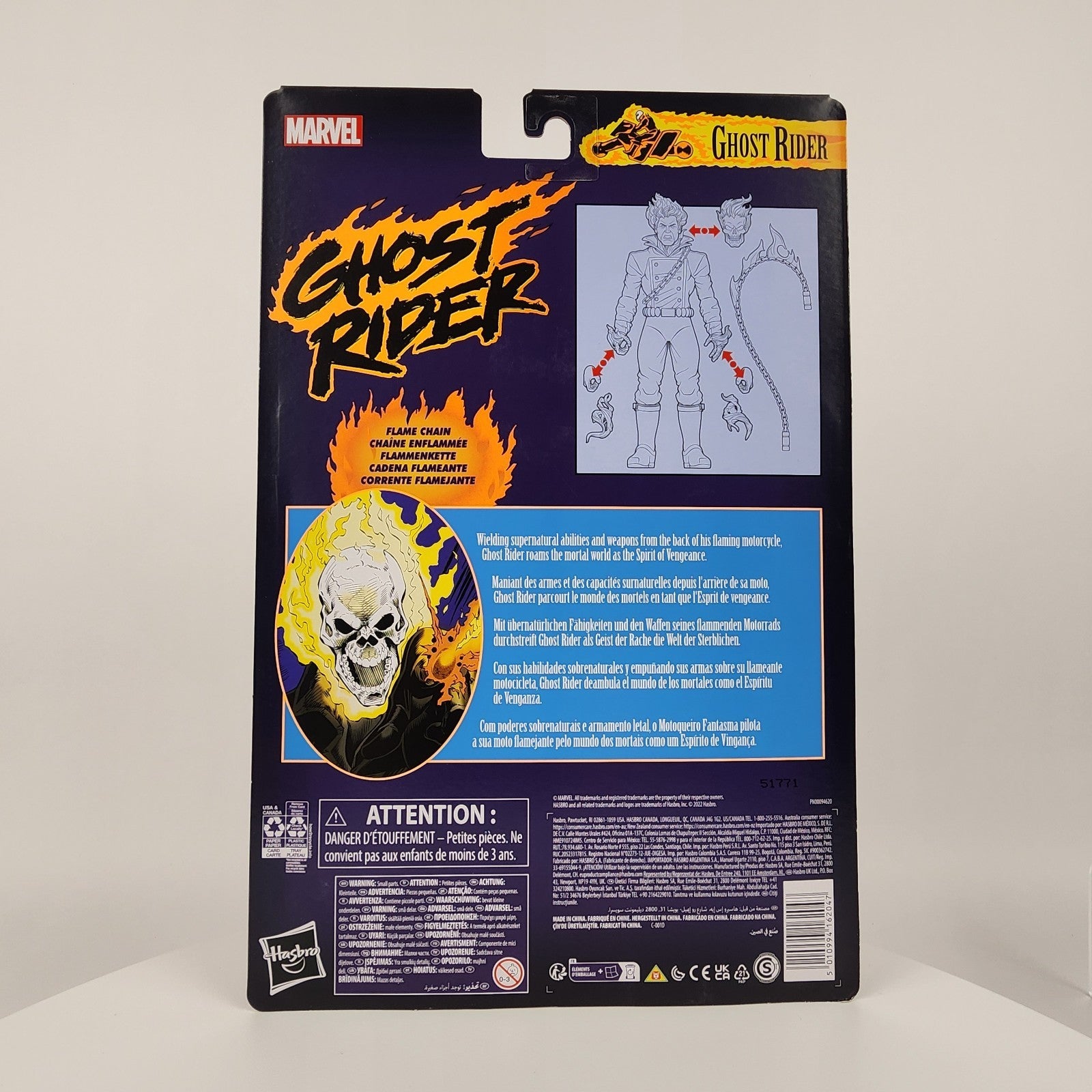 Hasbro Marvel Legends Ghost Rider Retro Card 6" Figure F3450 Flame Chain New