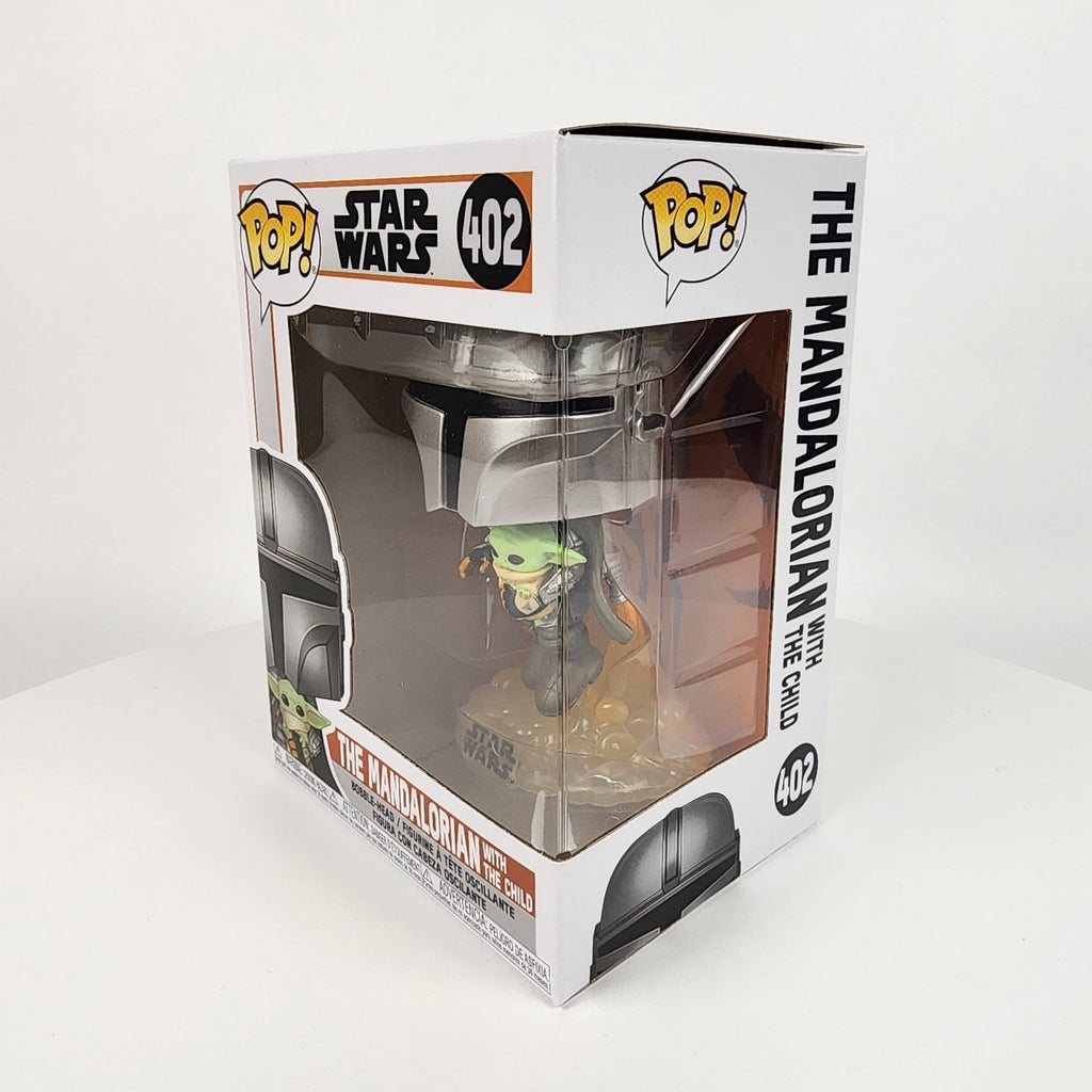 Funko Pop! Star Wars #402 Mandalorian Flying w/ The Child (Grogu) New