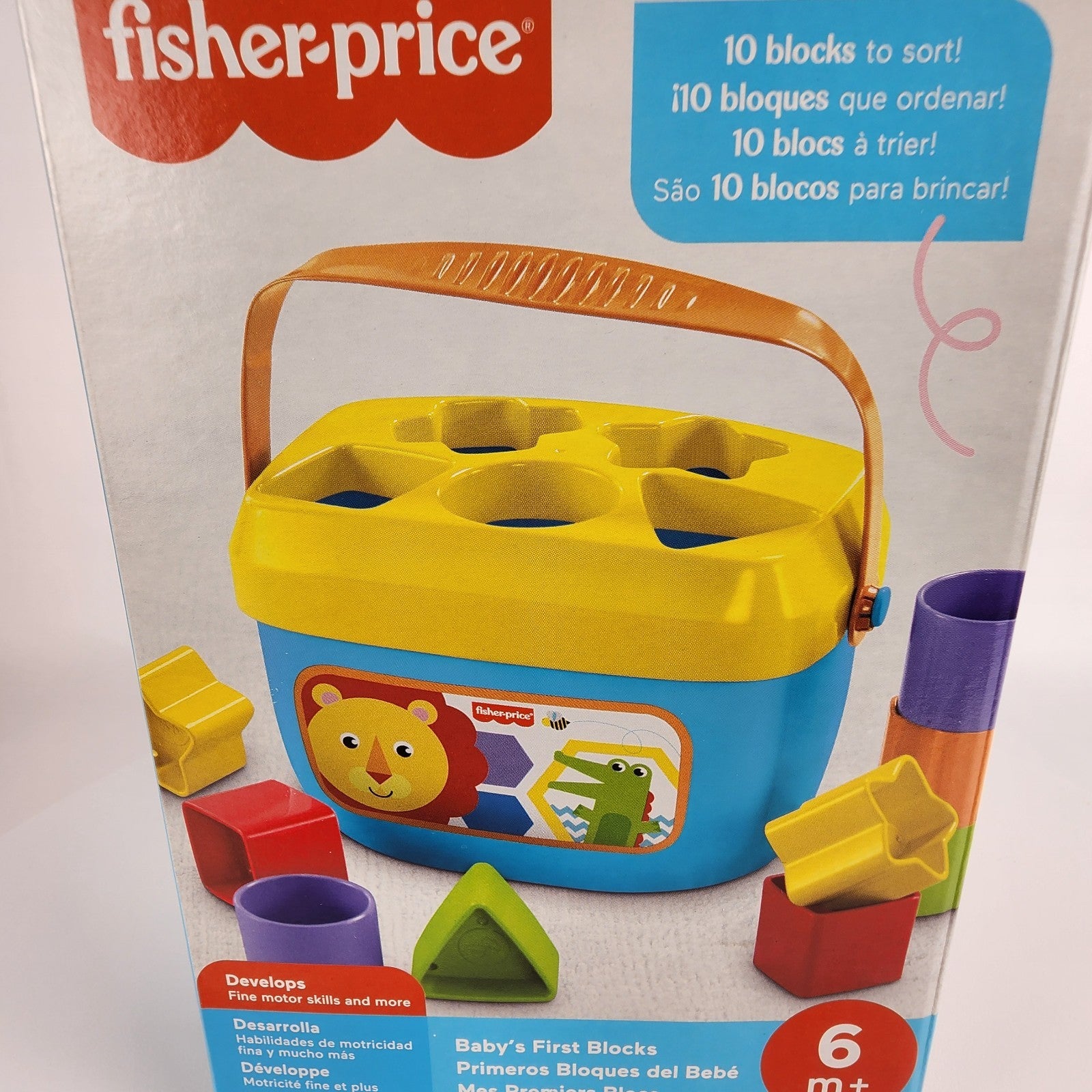 Fisher-Price Stacking Toy Baby's First Blocks Set of 10 Shapes for Sorting Play 