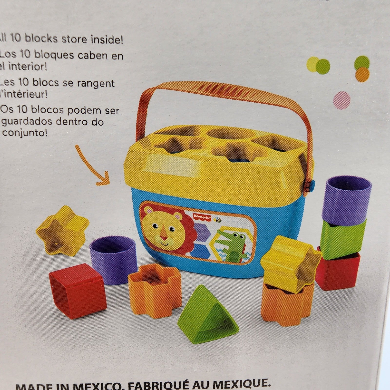 Fisher-Price Stacking Toy Baby's First Blocks Set of 10 Shapes for Sorting Play 